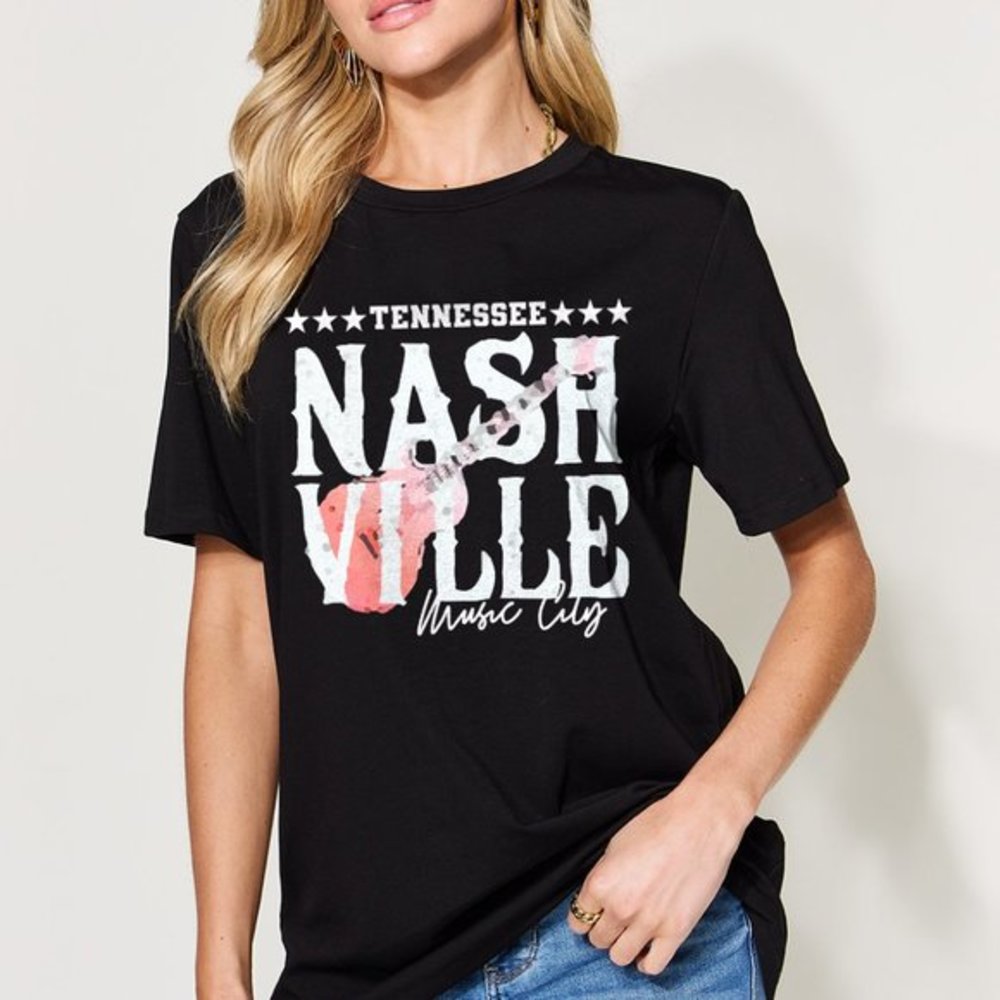 Simply Love Full Size Letter Graphic Round Neck Short Sleeve T-Shirt